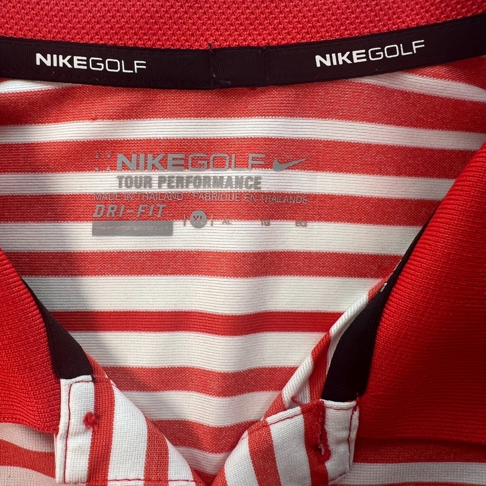 Nike Golf Dri Fit Men's Polo Shirt Size XL Orange Striped Tour Performance - Picture 7 of 13